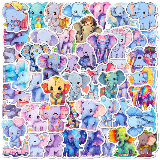 Elephant Cartoon Stickers for Scrapbook, Water Bottle, Phone, Laptop, Guitar - 10/25/50pcs