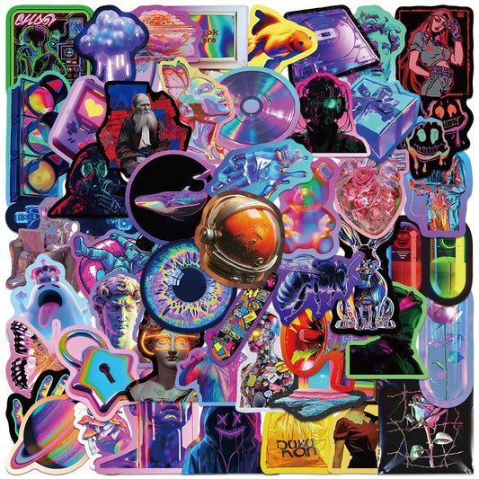 50pcs Cyberpunk Neon Graffiti Stickers for Car, Skateboard, Laptop, Phone, Motorcycle, Toy, Decal
