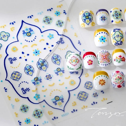 Bohemian Floral 5D Nail Art Stickers Embossed Decals