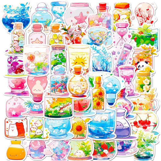 Cartoon Aesthetic Stickers Pack: Luggage, Skateboard, Graffiti, Cute Decals