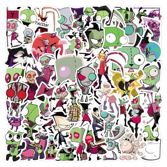 55pcs Invader Zim Stickers for Laptop, Phone, Water Bottle, Suitcase, and More