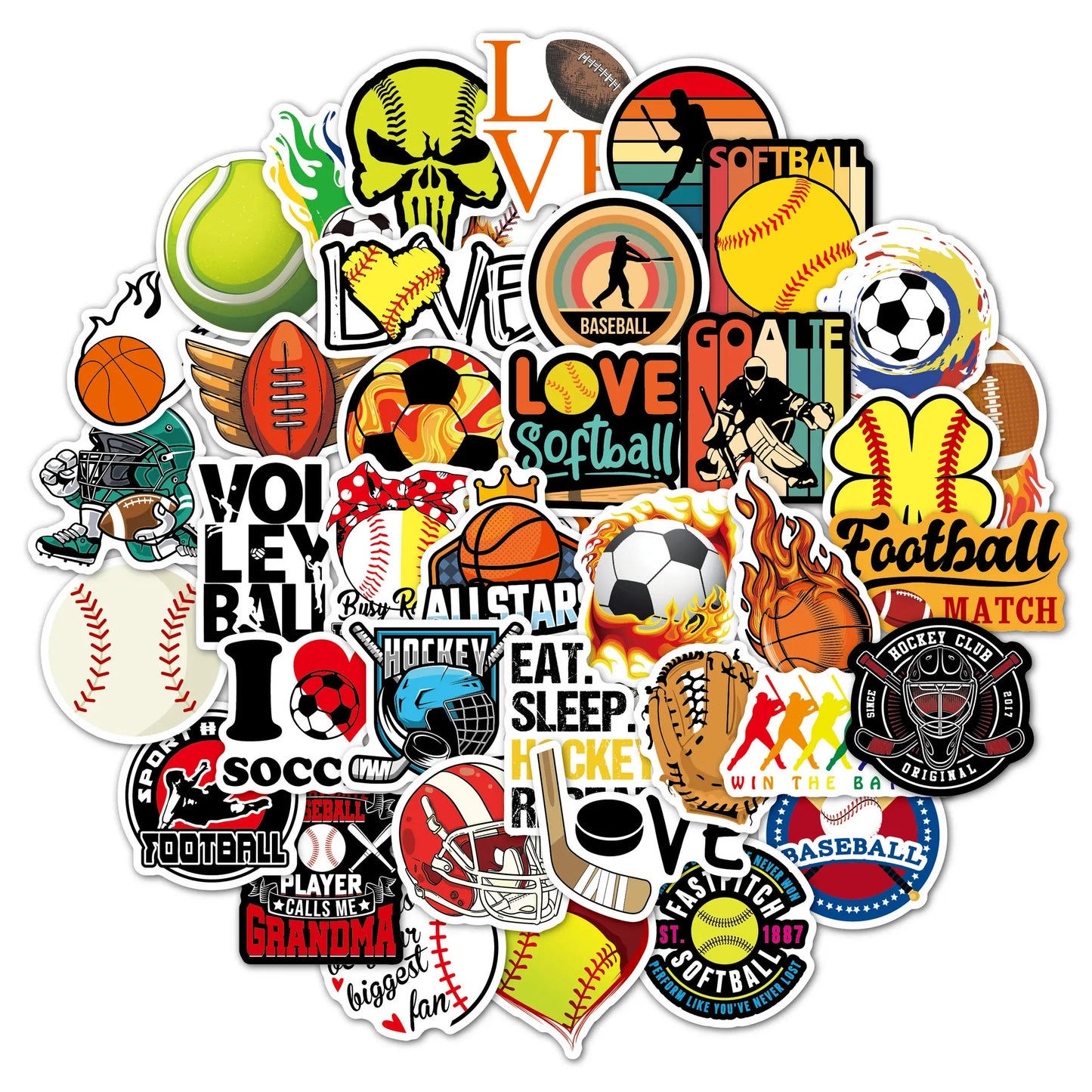 10/30/50/100PCS Ball Sports Sticker Basketball Soccer Waterproof Graffiti DIY Case Cute Laptop Skin Kawaii Packaging Aesthetic