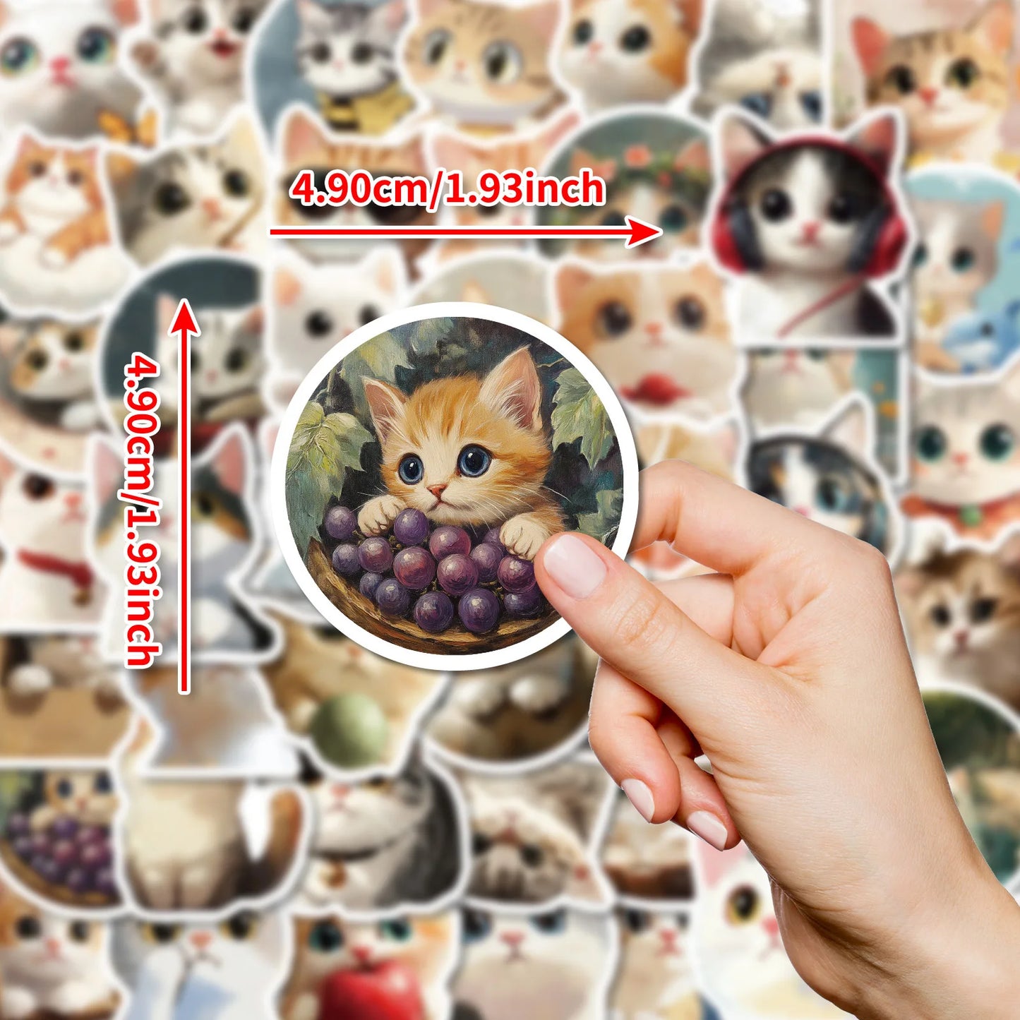 10/30/50PCS Kawaii Cat Stickers Chubby Cat Cartoon Sticker Cute Animal Decals Scrapbook Luggage Laptop Guitar Car Bike Kids Toys