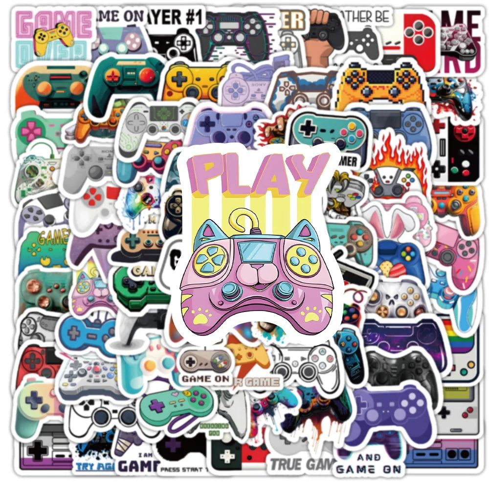 10/30/50/100PCS Cartoon Joystick Gamepad Stickers Phone Skateboard Laptop Bike Fridge Water Glass PVC Waterproof DIY Toys Decals