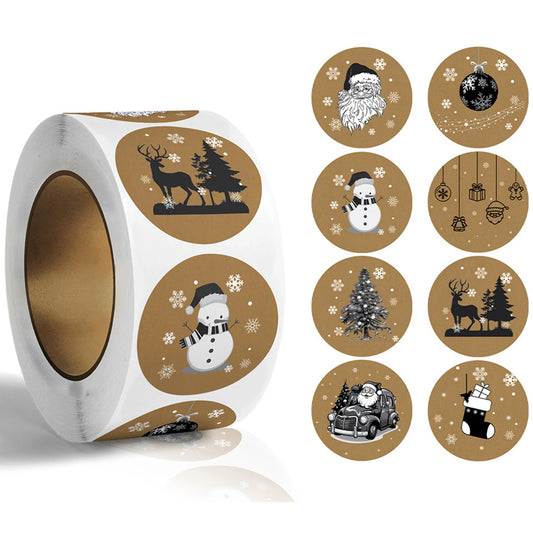 Kraft Paper Christmas Gift Stickers 100-500pcs