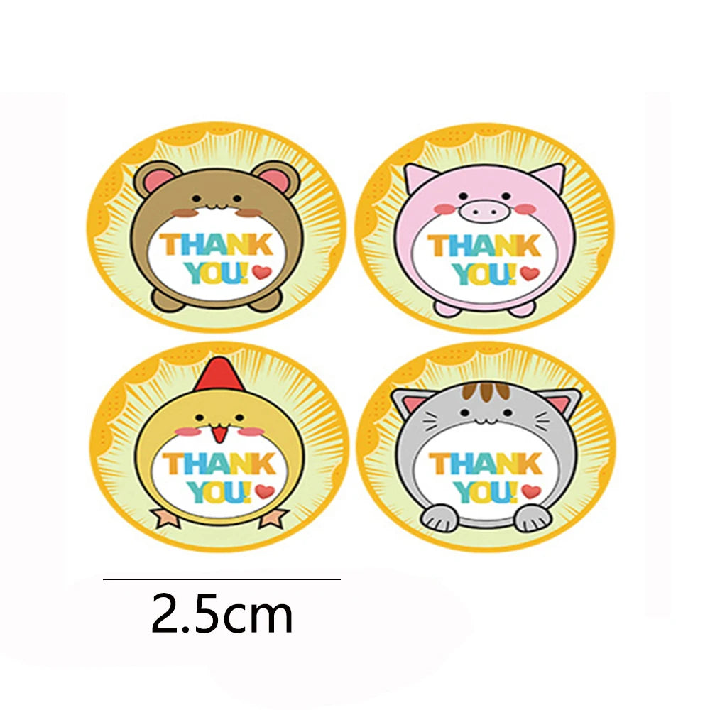 100-500pcs Cartoon Thank You Stickers For Seal Packaging Decoration Stickers School Teacher Kids Student Stationery Stickers