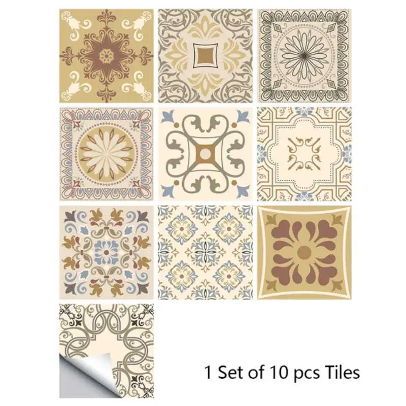 10 Pieces Frosted Matte Film Tile Stickers Kitchen Bathroom Decorative Wall Stickers Waterproof Oil Resistant Wall Stickers