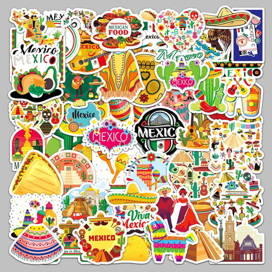 50pcs Travel Cartoon Scenery Stickers for Helmet Wall Decoration