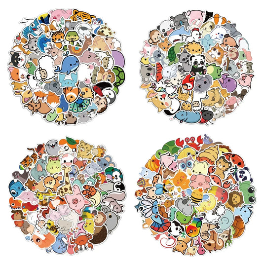50pcs Cute Animal Stickers Waterproof Laptop Phone Case Guitar Skateboard Notebook