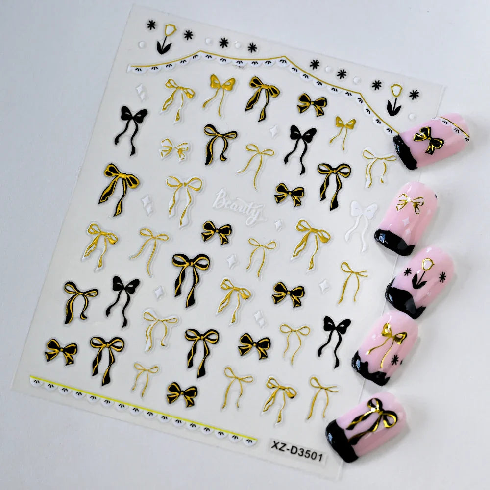 3D Bowknot Nail Art Sticker Lace Butterfly Decals