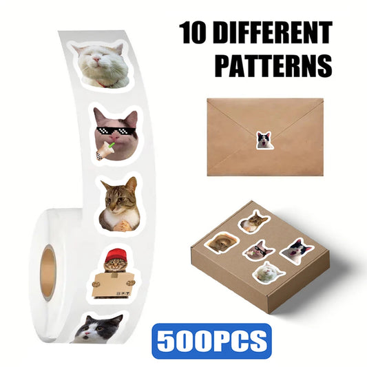 500pcs Cute Cat Meme Stickers Waterproof for Laptop, Phone, Suitcase, Notebook, Kids Toys