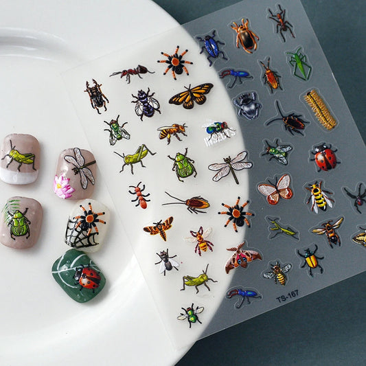 3D Insect Butterfly Nail Art Stickers Y2K Flower Decals