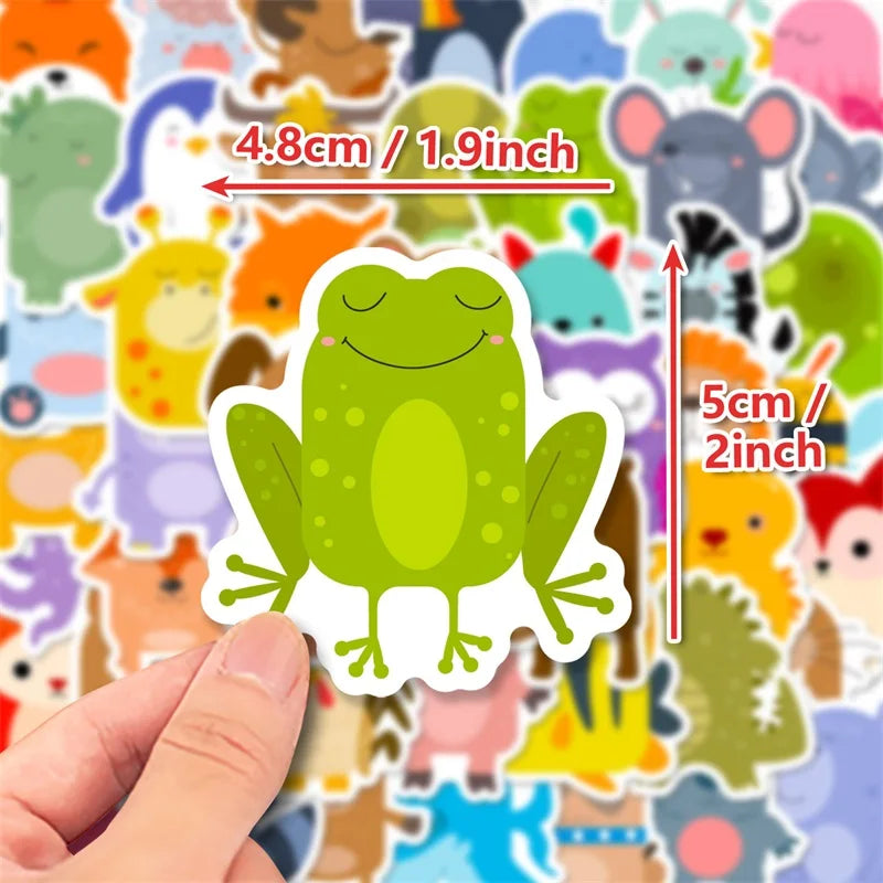 10/30/50PCS Kawaii Round Animal PVC Decoration Scrapbooking Sticker Aesthetic Child Korean Stationery School Supplies for Kids