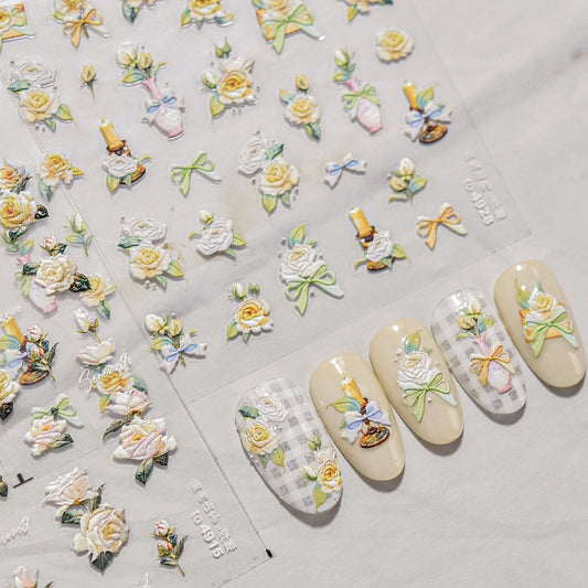 Rose Camellia Flower Nail Art Stickers Decals