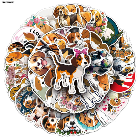 Beagle Dog Stickers Pack - Cute Animal Decals for Laptop, Luggage, Skateboard, DIY Crafts