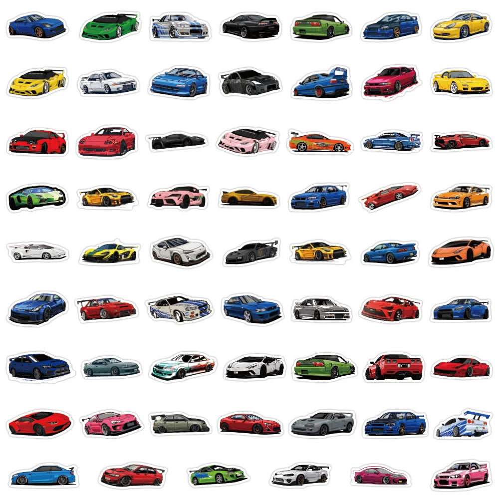 10/30/60pcs JDM Sport Super Car Stickers Waterproof Decal Laptop Motorcycle Luggage Snowboard Fridge  Car Sticker