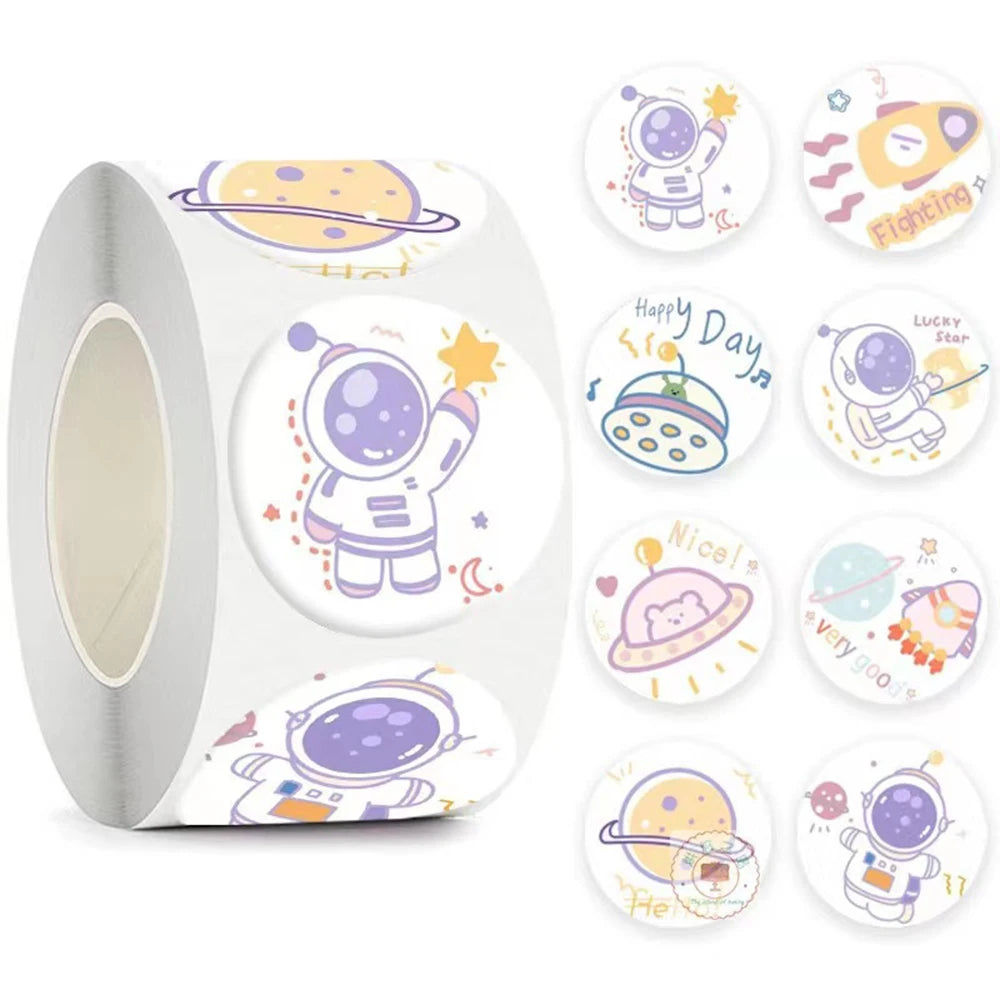 100-500pcs New Astronaut Reward Stickers Cute Animal Sticker for Kid Classic Toy Gift Decor School Teacher Encouragement Sticker