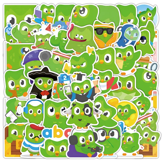 Duolingo Stickers Green Bird Decals DIY Notebook Phone Fridge Decor