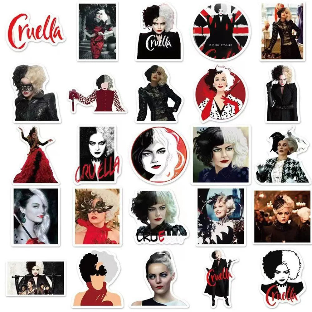 10/30/50pcs/Pack Disney Movie Cruella De Vil Sticker Packs