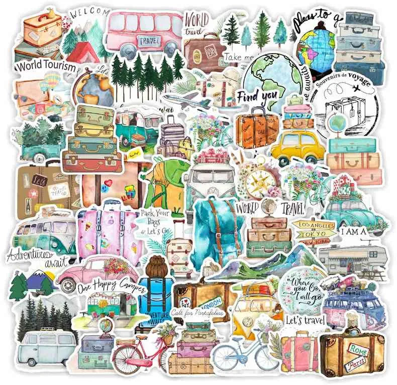 Aquarelle Watercolor Stickers: 10/25/50pcs for Luggage, Laptop, Phone, Car