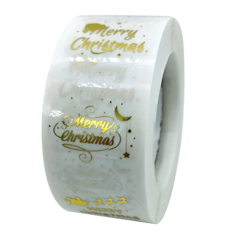 100-500 Pcs Golden Font Merry Christmas Sticker Thank You Sticker Seal Label For Envelope Gift Wrapping Scrapbook 1 Inch