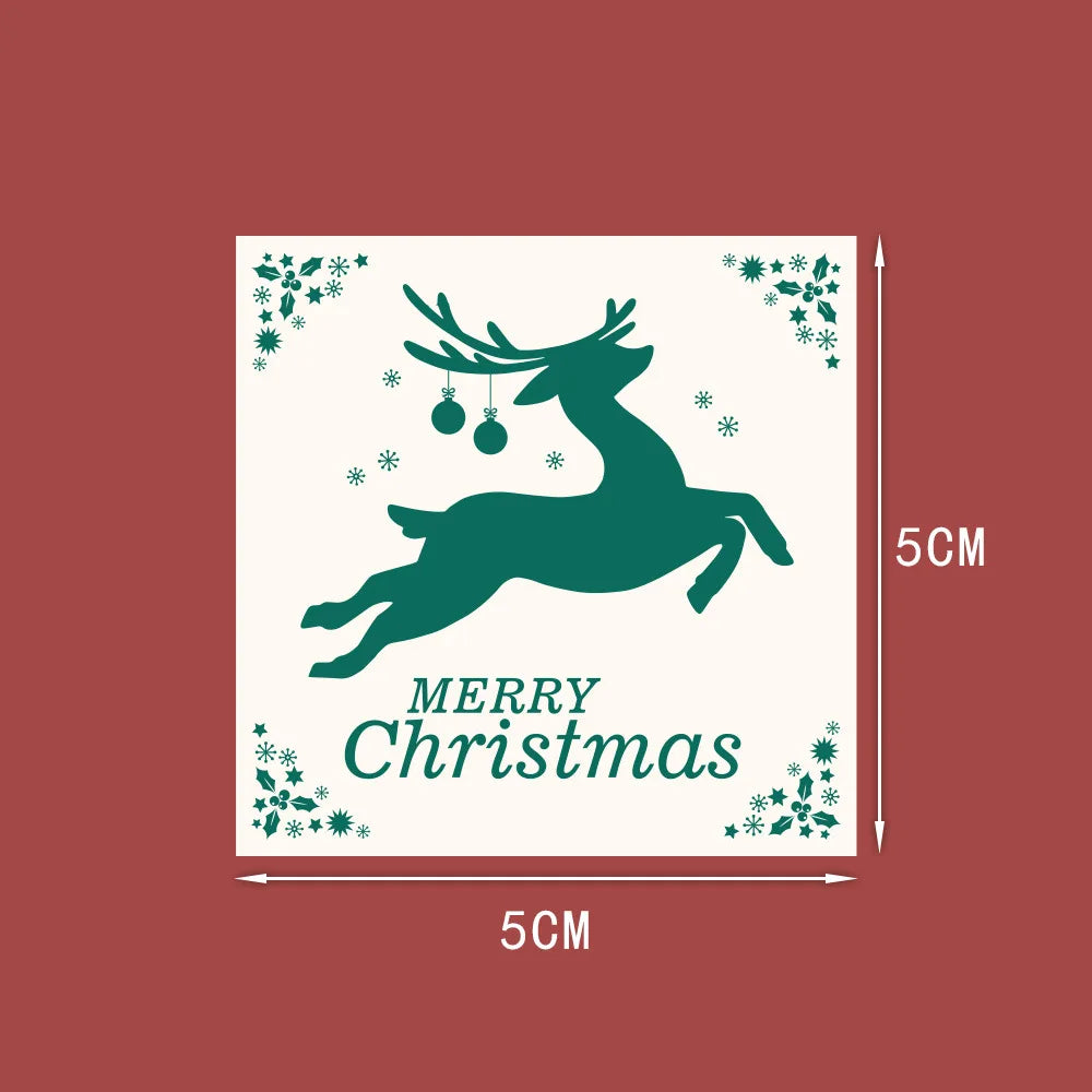 40-100pcs Square Merry Christmas Stickers Seal Labels 5cm Red Santa Claus Labels For Christmas Gift Decorate Sticker