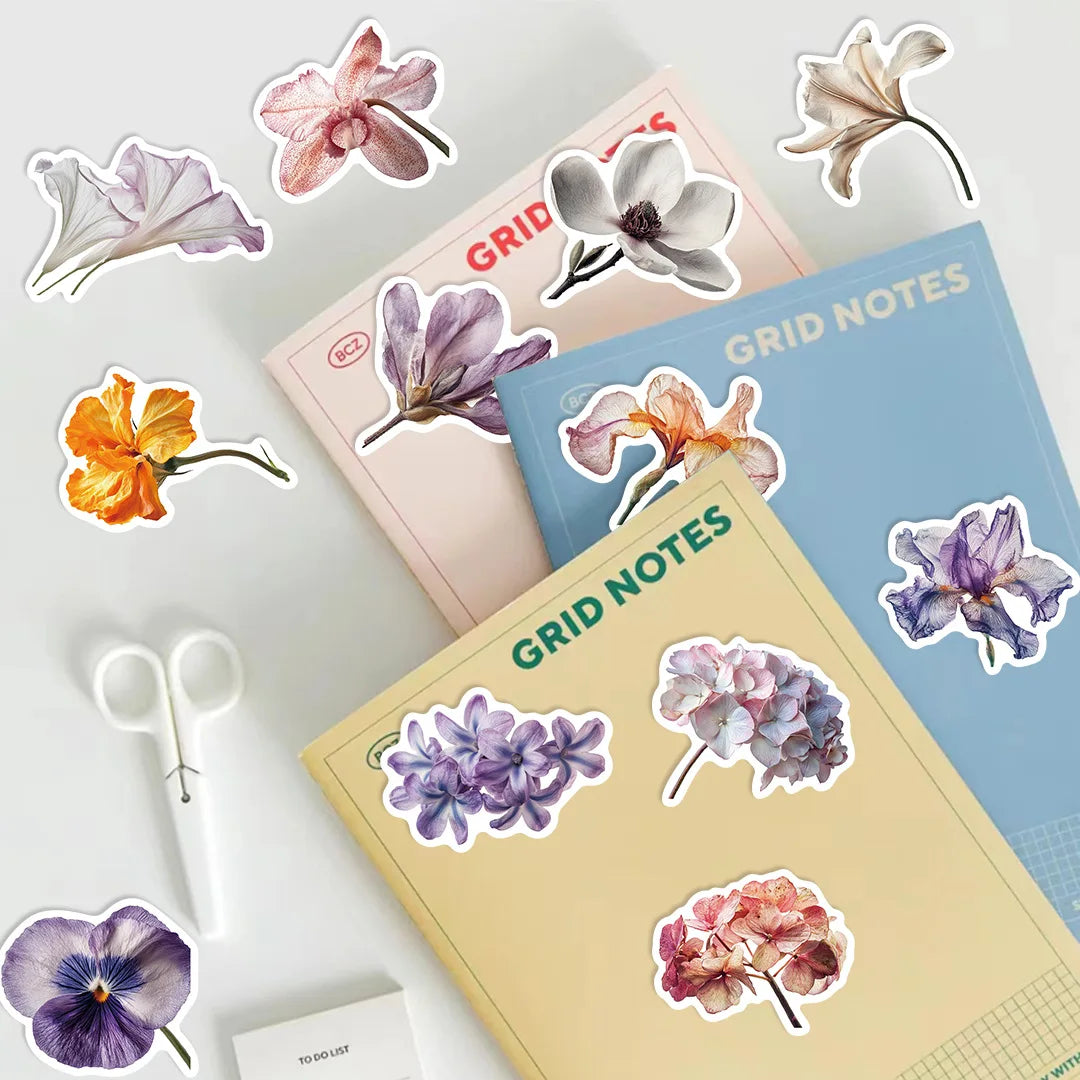 10/30/50PCS Blooming Flowers Stickers Cartoon Plant Decals DIY Scrapbook Luggage Laptop Guitar Bike Sticker Graffiti Decoration