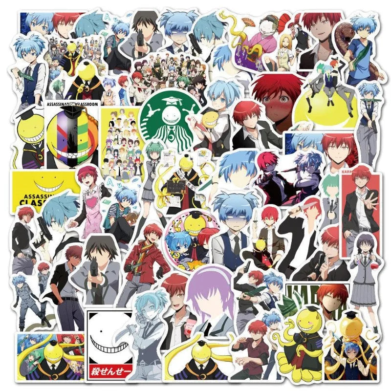 50pcs Assassination Classroom Stickers for Laptop, Phone, Scooter, Water Bottle, Suitcase, Refrigerator