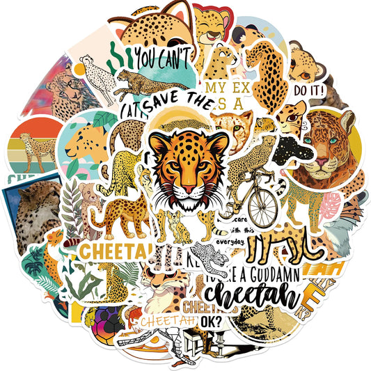 Cartoon Cheetah Stickers for Suitcase, Skateboard, Laptop, Phone, DIY Decal
