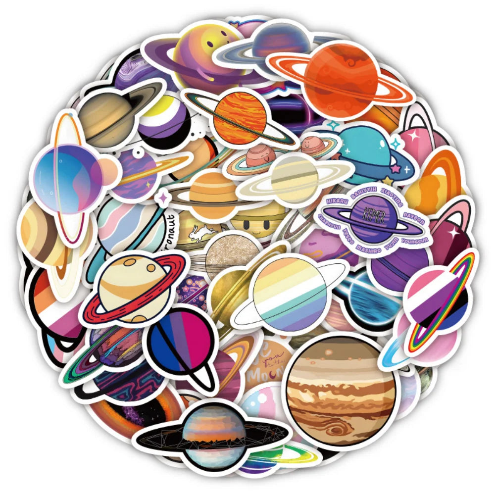 10/50PCS Space DIY Planet Sticker Notebook Trolley Case Bike Scooter Waterproof Graffiti Gift Toy Sticker Wholesale