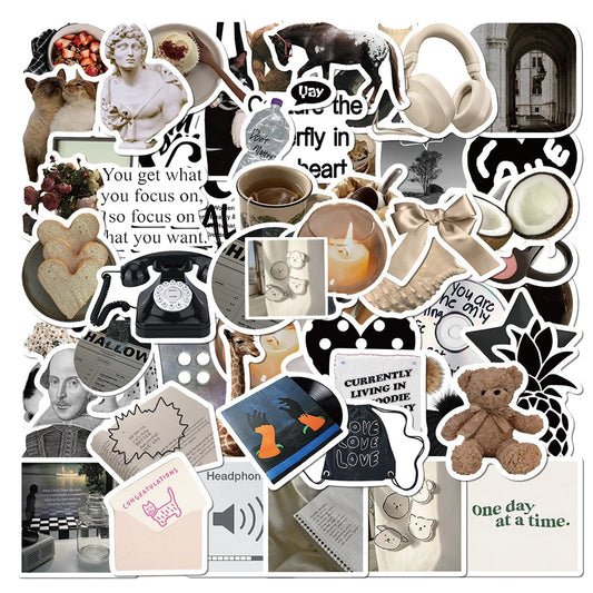 Cute Black White Stickers for Laptop Luggage Skateboard Kid Toys