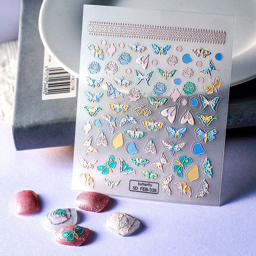 3D Insect Butterfly Nail Art Stickers Y2K Flower Decals