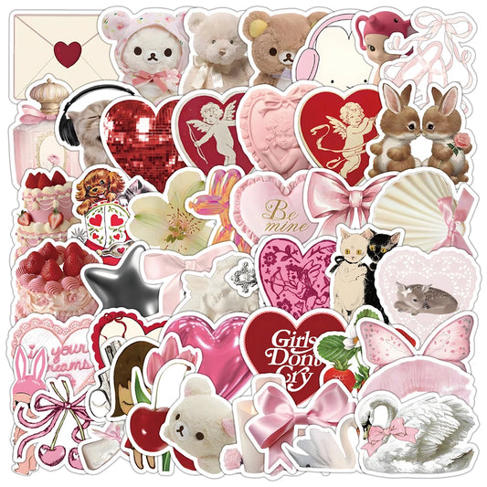Cute Pink Girls Stickers 10/30/50pcs Coquette Cartoon DIY Skateboard Fridge Guitar Phone Wall Decals
