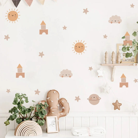 Boho Rainbow Sun Nursery Wall Decals Stickers Kids Room Decor