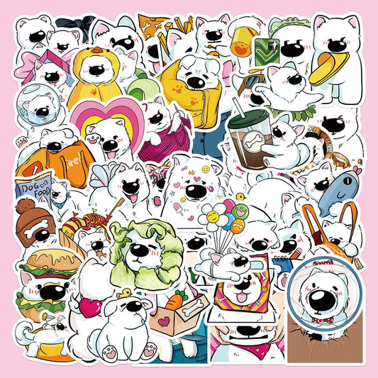 50Pcs Cute Samoya Cartoon Graffiti Stickers for Helmet, Wall, DIY Decor