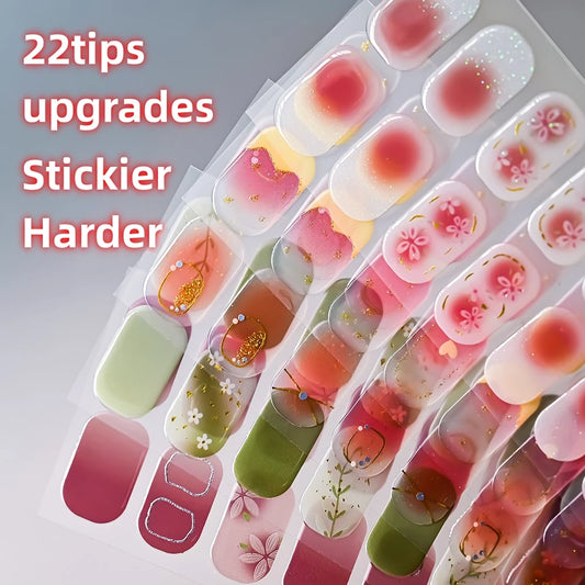 3D UV Gel Nail Wraps: Floral Gradient Adhesive Stickers