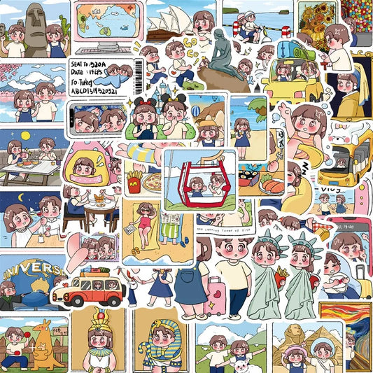 50pcs Travel Stickers for Suitcase, Water Cup, Phone, Car, Laptop, Scooter, Refrigerator