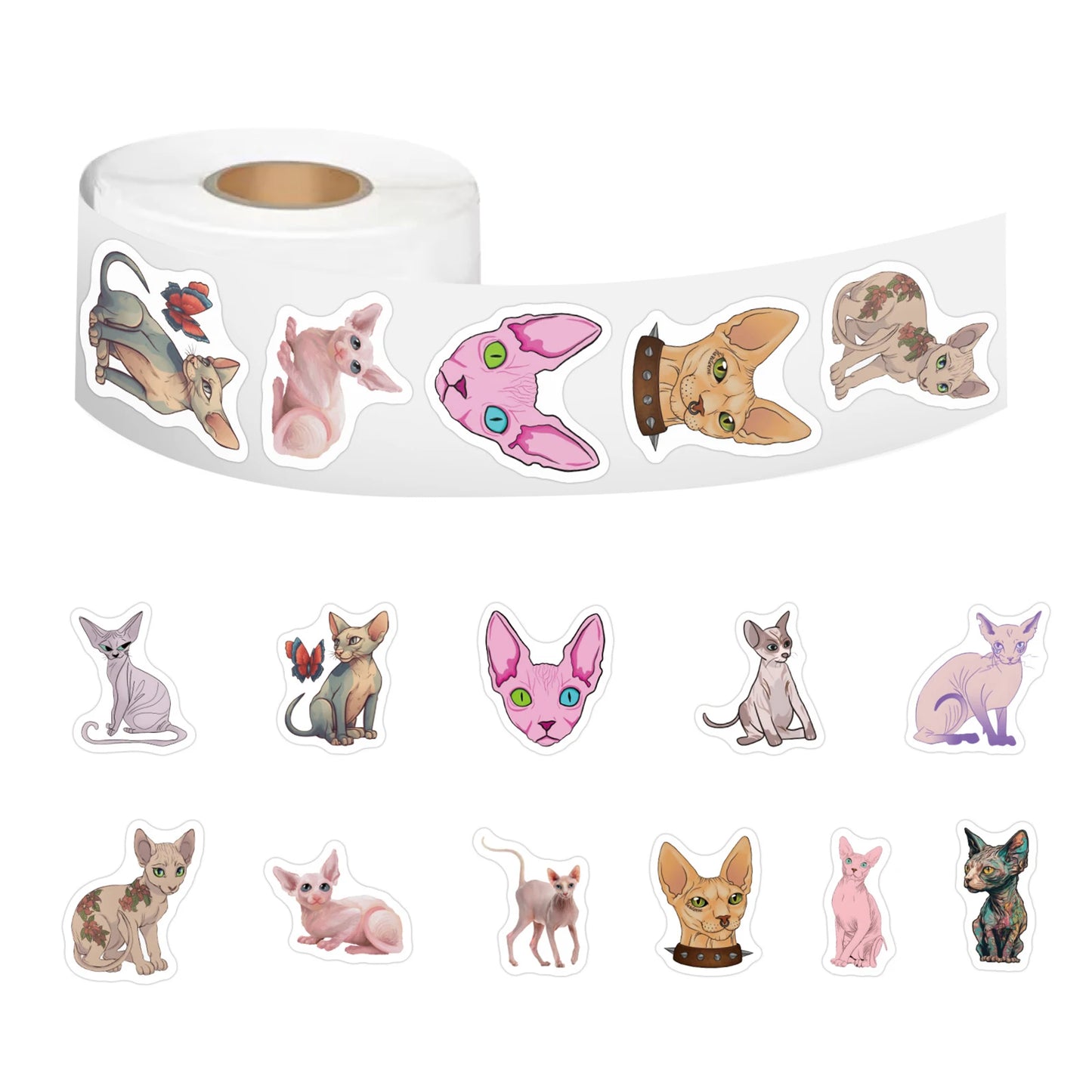 100-500pcs Cute Cat Animal Stickers Reward Stickers Kids Toys DIY Scrapbook Party Gift Decoration Label Stationery Sticker