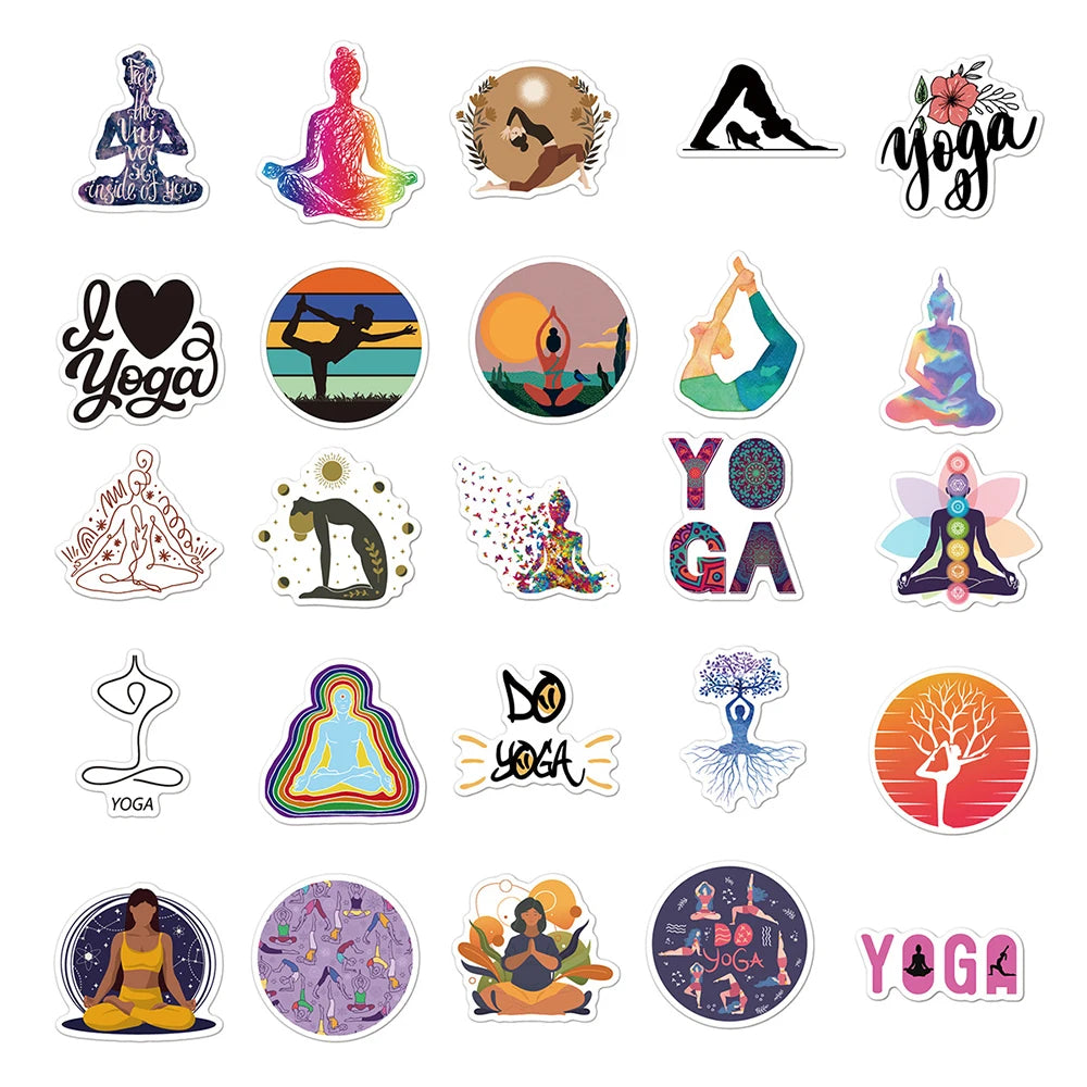 10/30/50pcs Vintage Yoga Mandala Flowers Sticker Packs