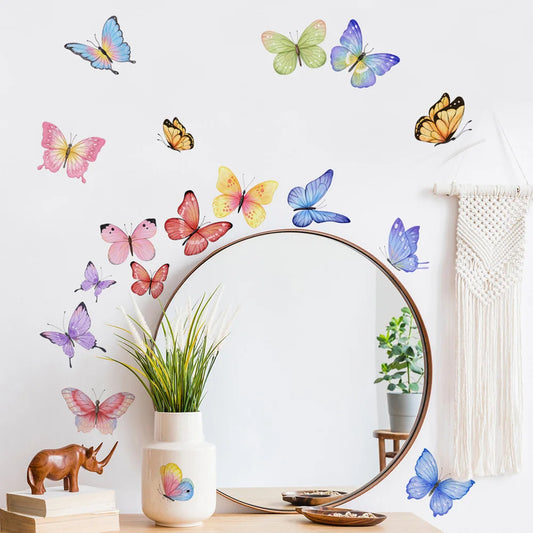 Watercolor Butterfly Wall Sticker Self-Adhesive DIY Decals for Home Decor