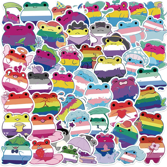 Kawaii Rainbow Frog Stickers - Cute Cartoon Decals for Laptop, Fridge, Car, Phone