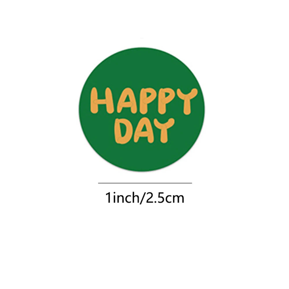 100-500pcs Round Happy Day Stickers For Envelope Seal Labels Gift Packaging Decor Birthday Party Scrapbooking Stationery Sticker