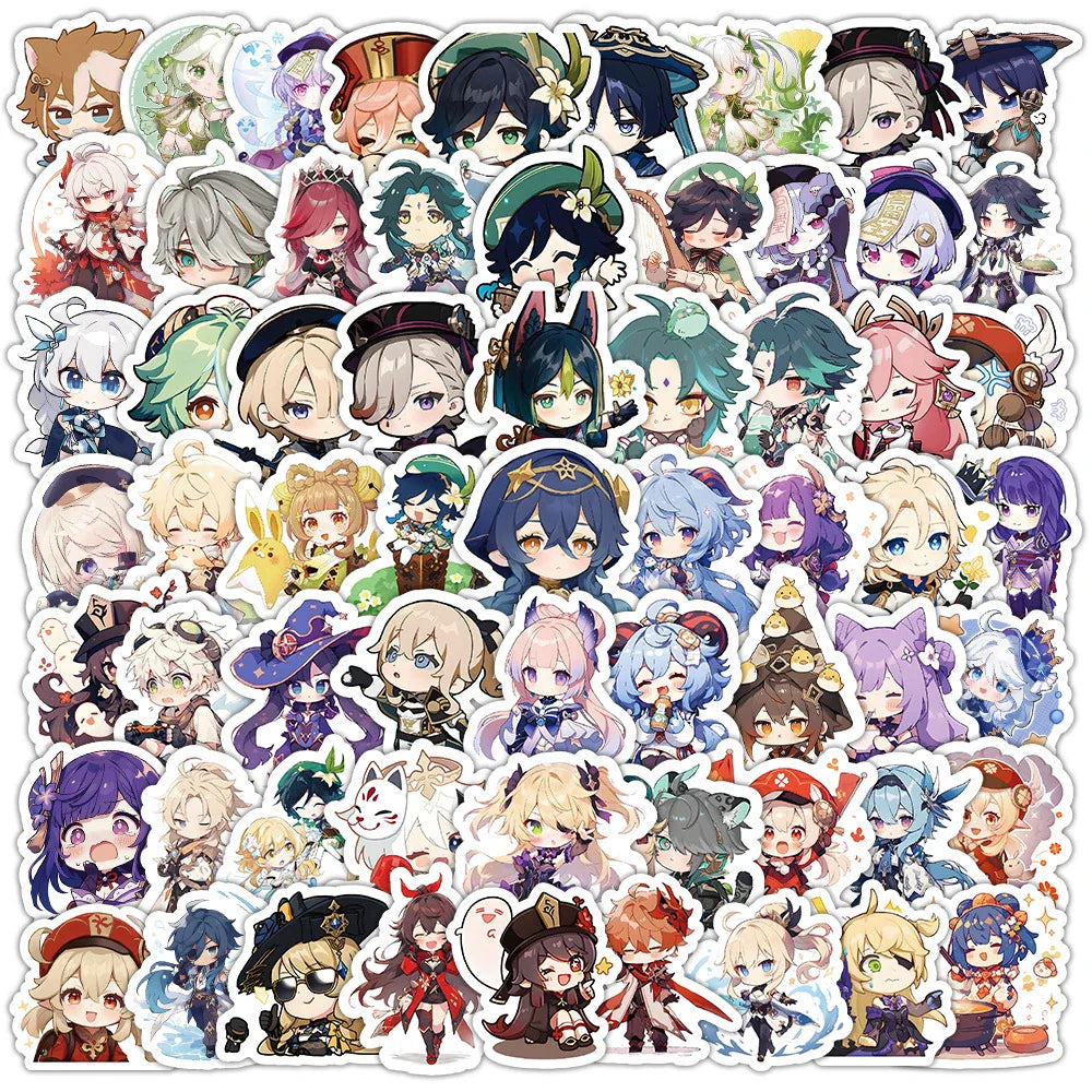Genshin Impact Anime Stickers Pack - Waterproof Decals for Laptop, Phone, Fridge