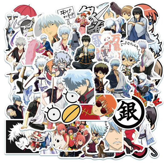 50pcs GINTAMA Gintoki Graffiti Stickers for Helmets, Walls, DIY Decoration