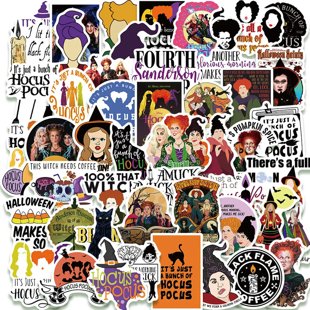 10/30/50/100PCS Disney Horror Halloween Witch Hocus Pocus Stickers Decal Skateboard Phone Luggage Laptop Car Waterproof Sticker