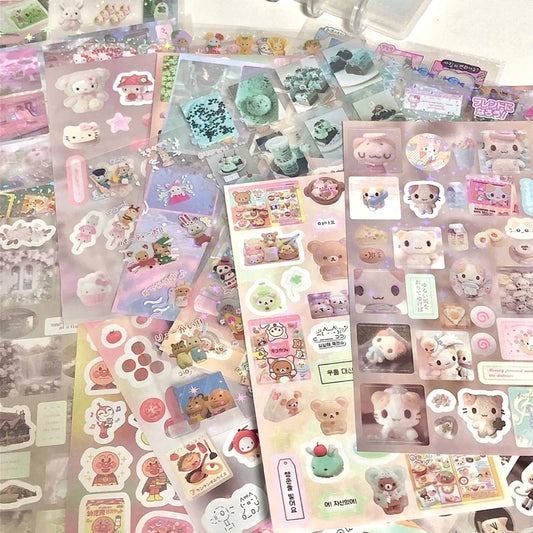 Y2K Glitter Stickers Set: Phone, Camera, Luggage, Journal