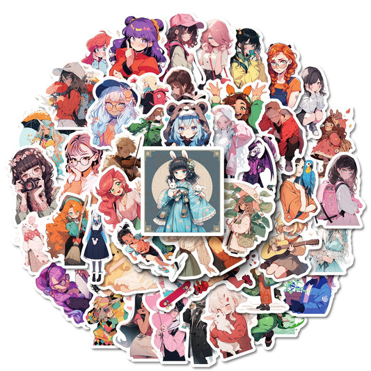 Kawaii Anime Girl Stickers Decals for Laptop, Guitar, Bike, Skateboard, Scrapbook