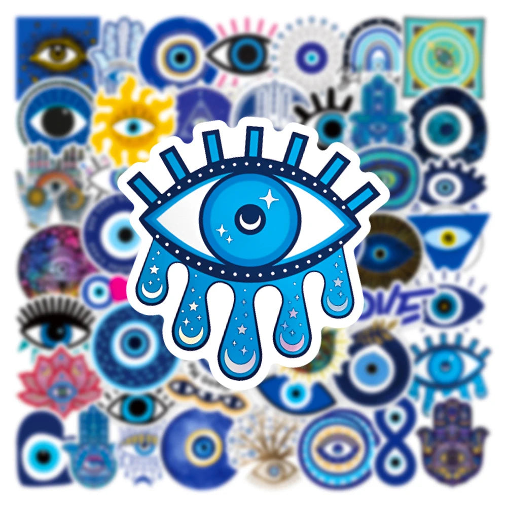 10/30/50pcs Cool Turkish Evil Eye Cartoon Stickers Skateboard Laptop Motorcycle Luggage Phone Car Graffiti Sticker Decal Kid Toy