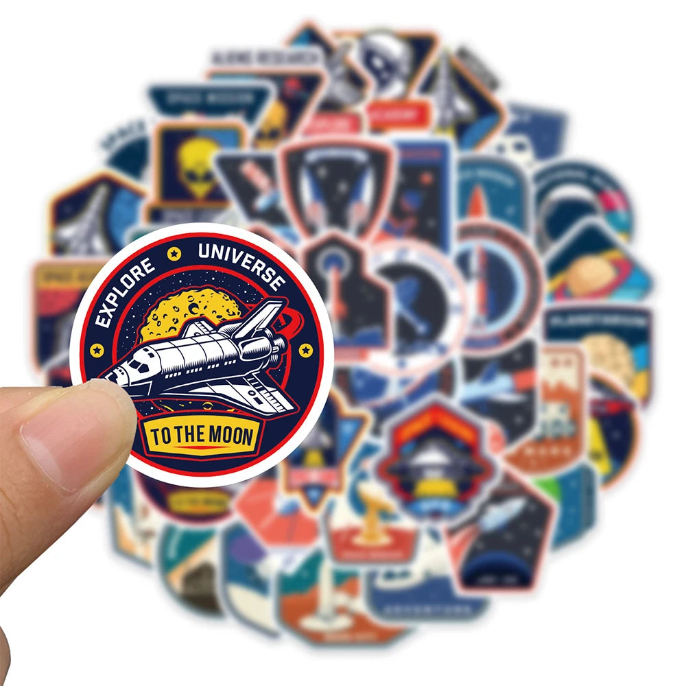 10/30/52PCS Outer Space Astronaut Cartoon Stickers Cute Airplane UFO Decals Kids Toy DIY Bike Phone Scrapbook Helmet Decoration