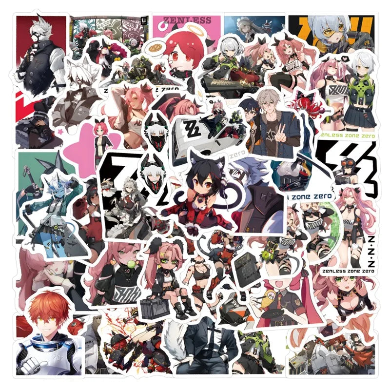 60pcs Zenless Zone Zero Game Stickers for Laptop, Phone, Car, Scooter, Water Bottle, Suitcase, Stationery